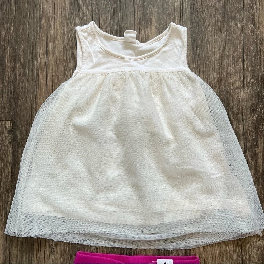 NWT Gap Baby Set Of Pink Pants And White Sparkly Short SleevesTulle Top Size 4